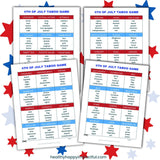 4th of July Taboo Cards
