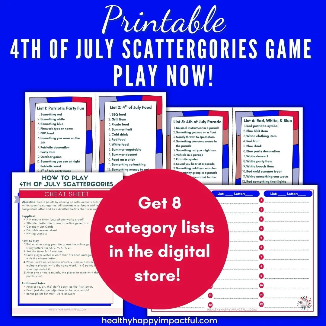 4th of July Scattergories Game