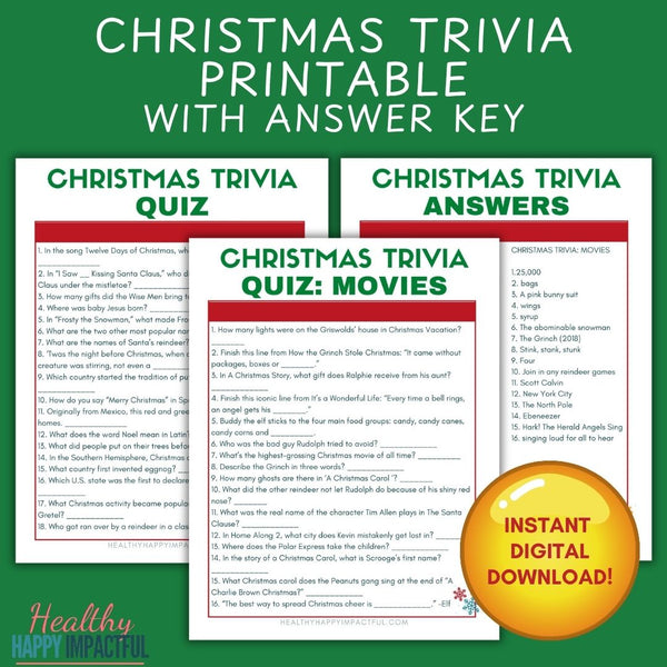 Fun & Festive Christmas Trivia Printable