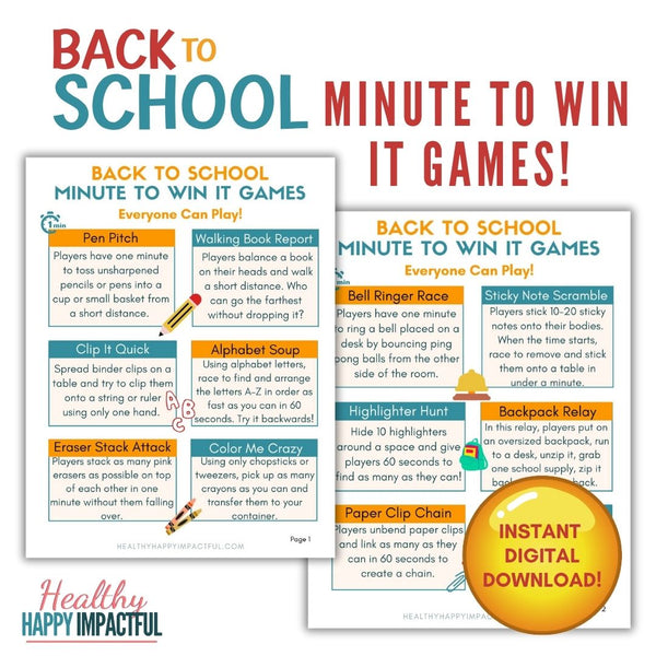 Back To School Minute To Win It Games