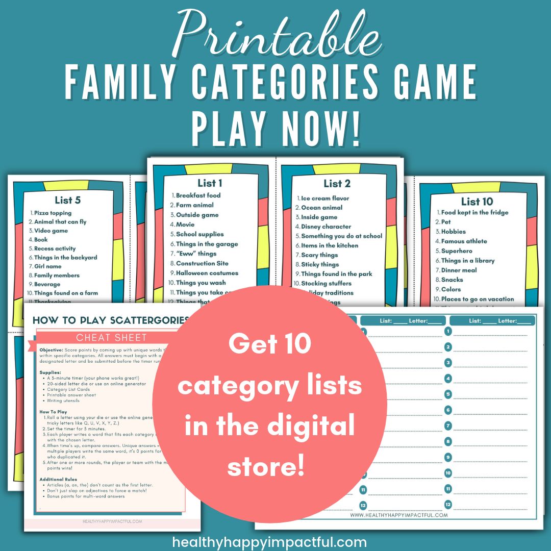 Fun Family Categories Game