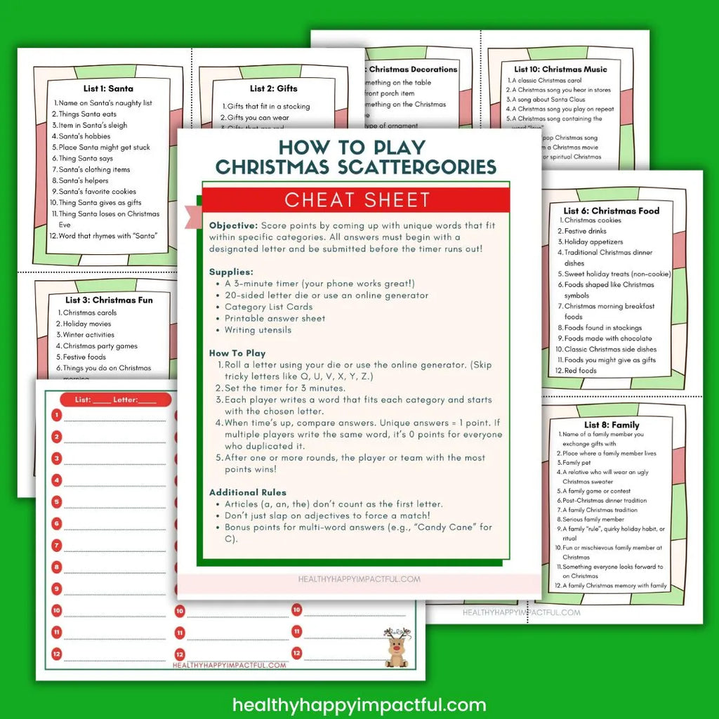 Christmas Scattergories Game