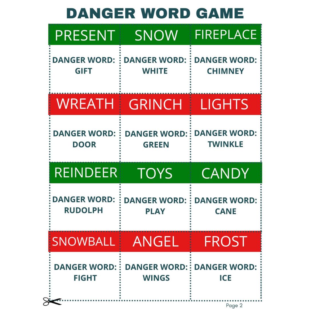 Christmas Danger Word Game