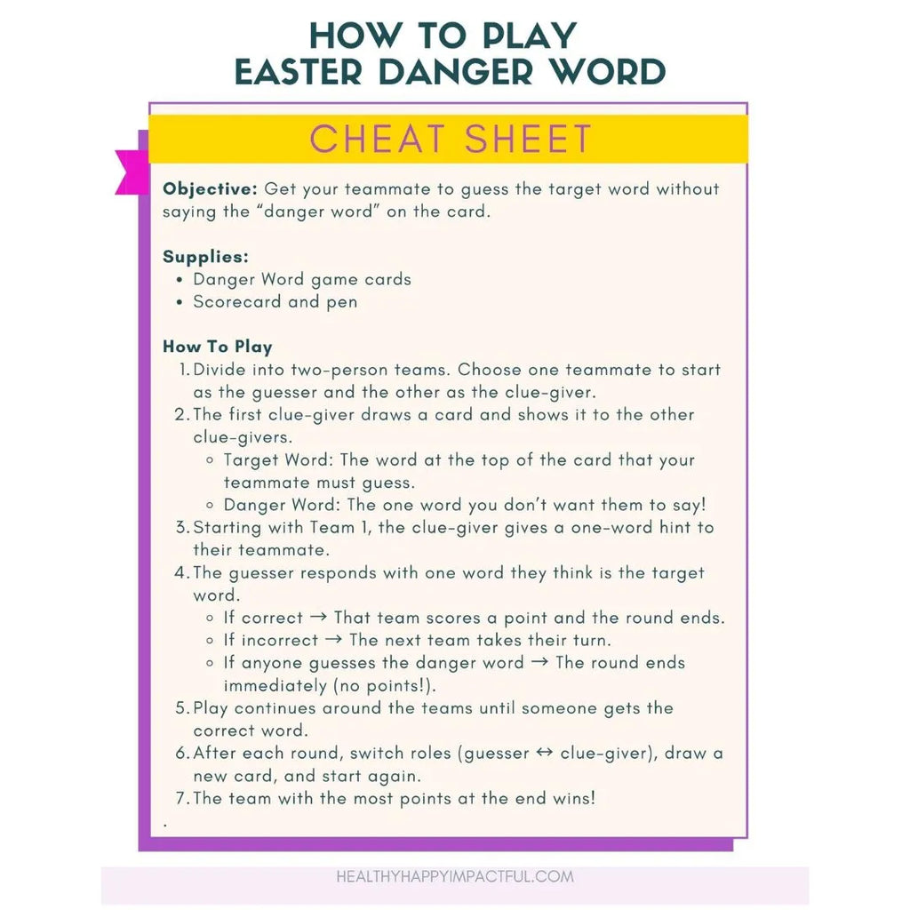 Easter Danger Word Game
