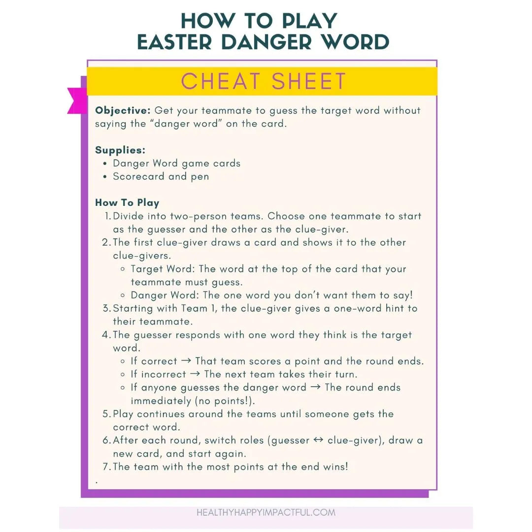 Easter Danger Word Game