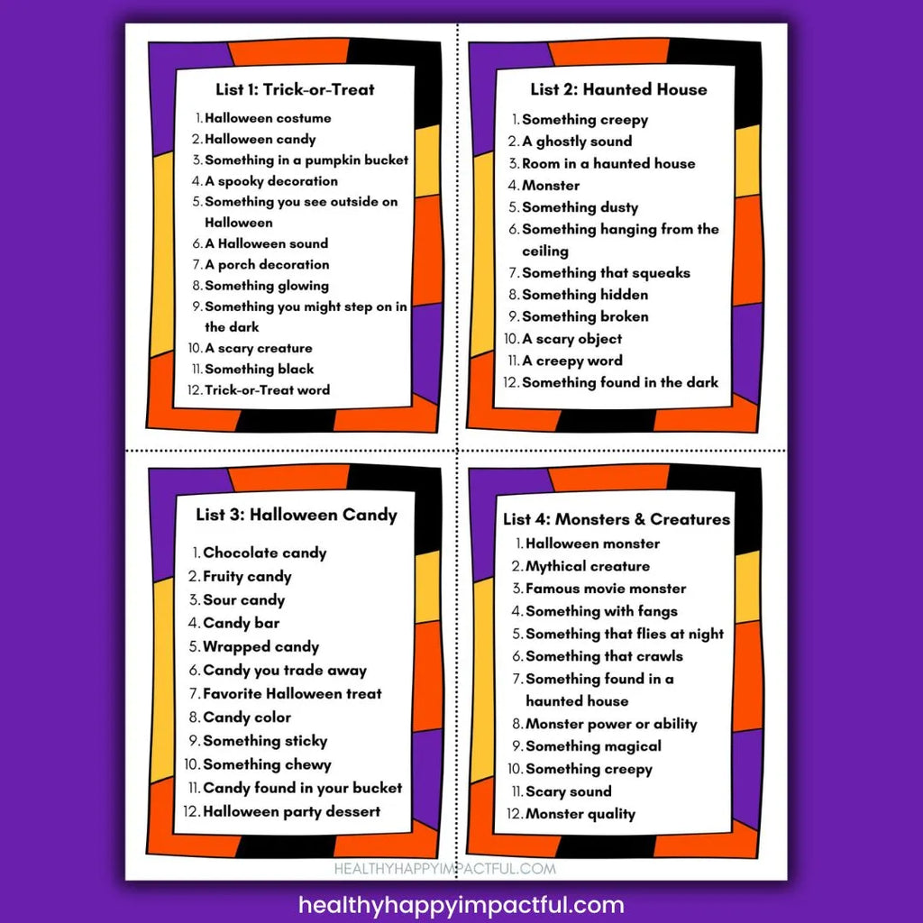 Halloween Categories Game