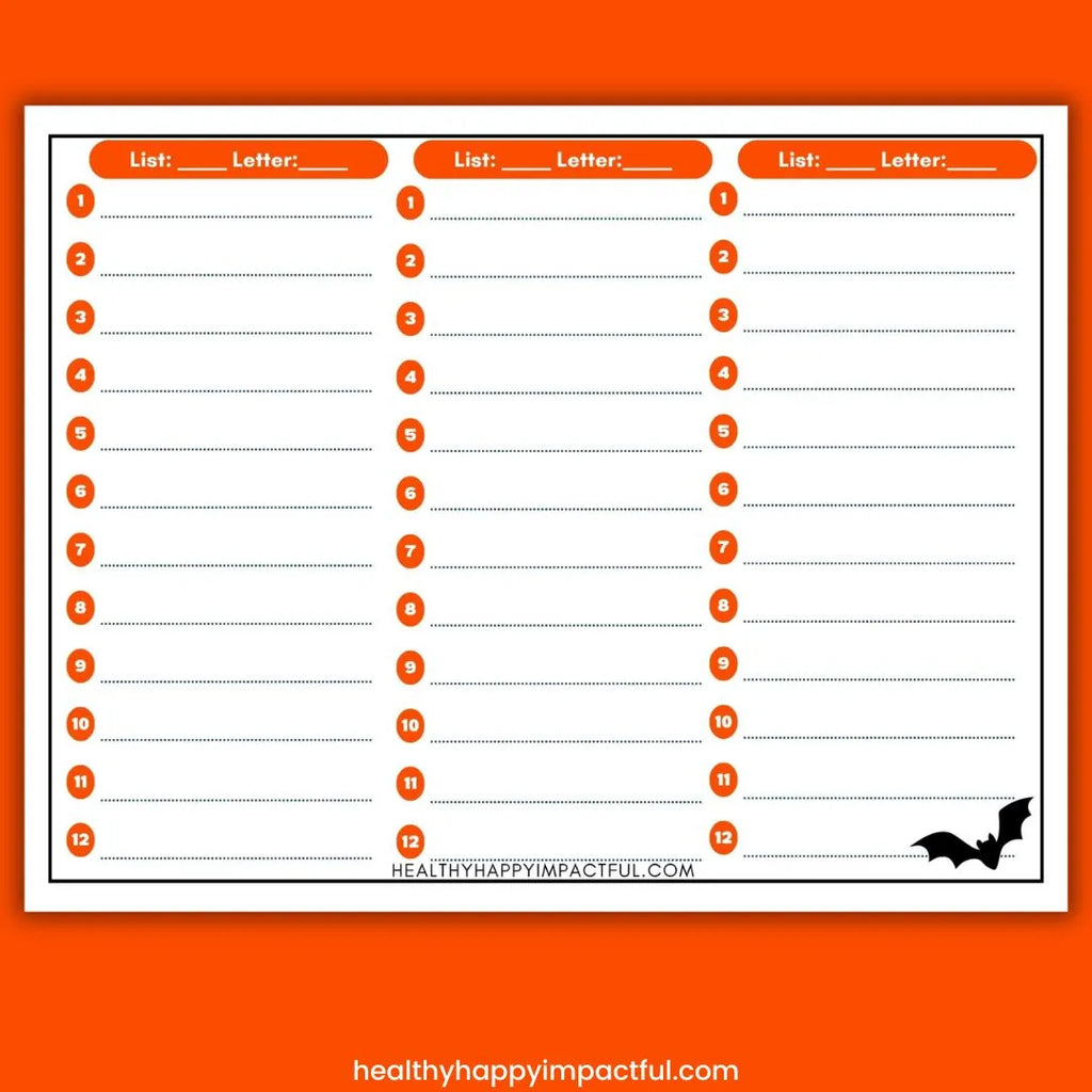 Halloween Categories Game