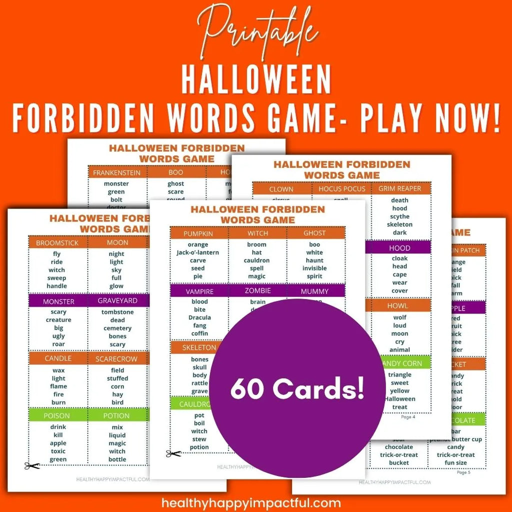Halloween Forbidden Words Cards