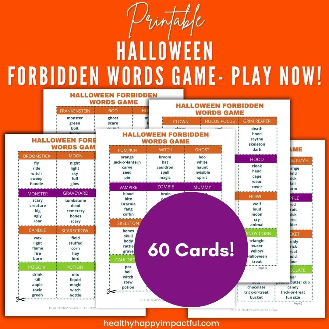 Halloween Forbidden Words Cards