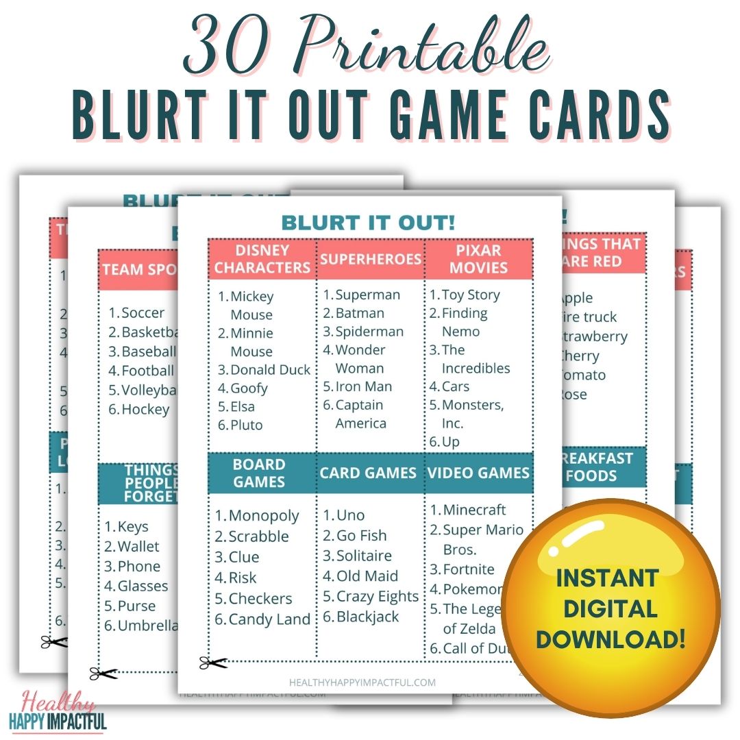 Blurt It Out Game - Instant download, laughter in minutes