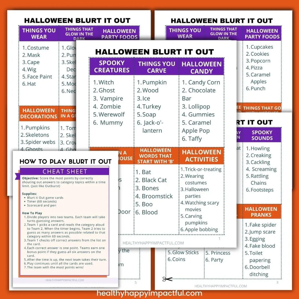 Halloween Blurt It Out Game - The Louder, the More You Win