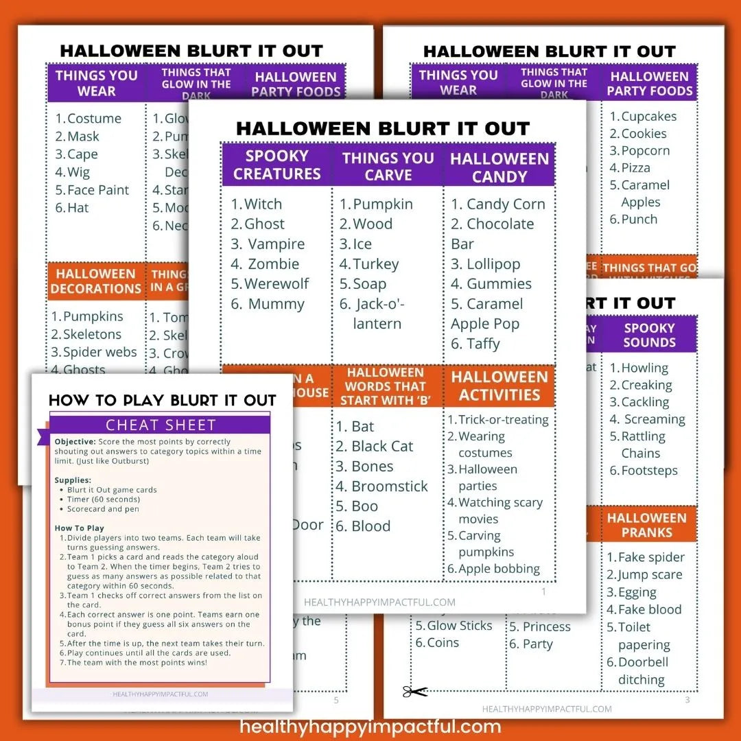 Halloween Blurt It Out Game - The Louder, the More You Win