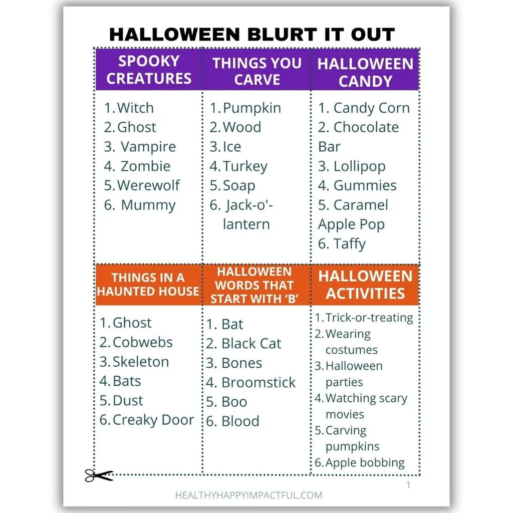 Halloween Blurt It Out Game - The Louder, the More You Win