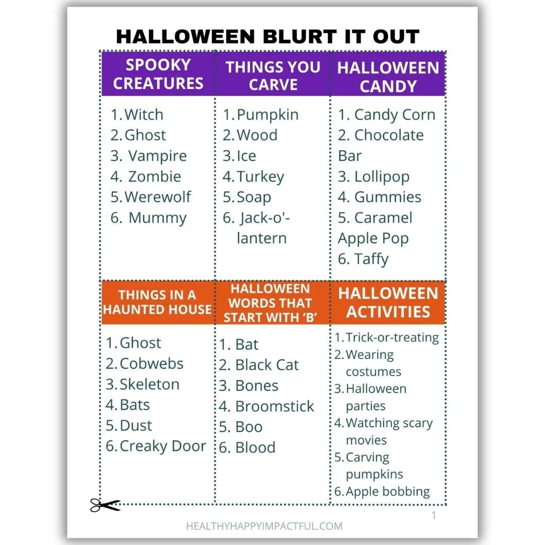 Halloween Blurt It Out Game - The Louder, the More You Win