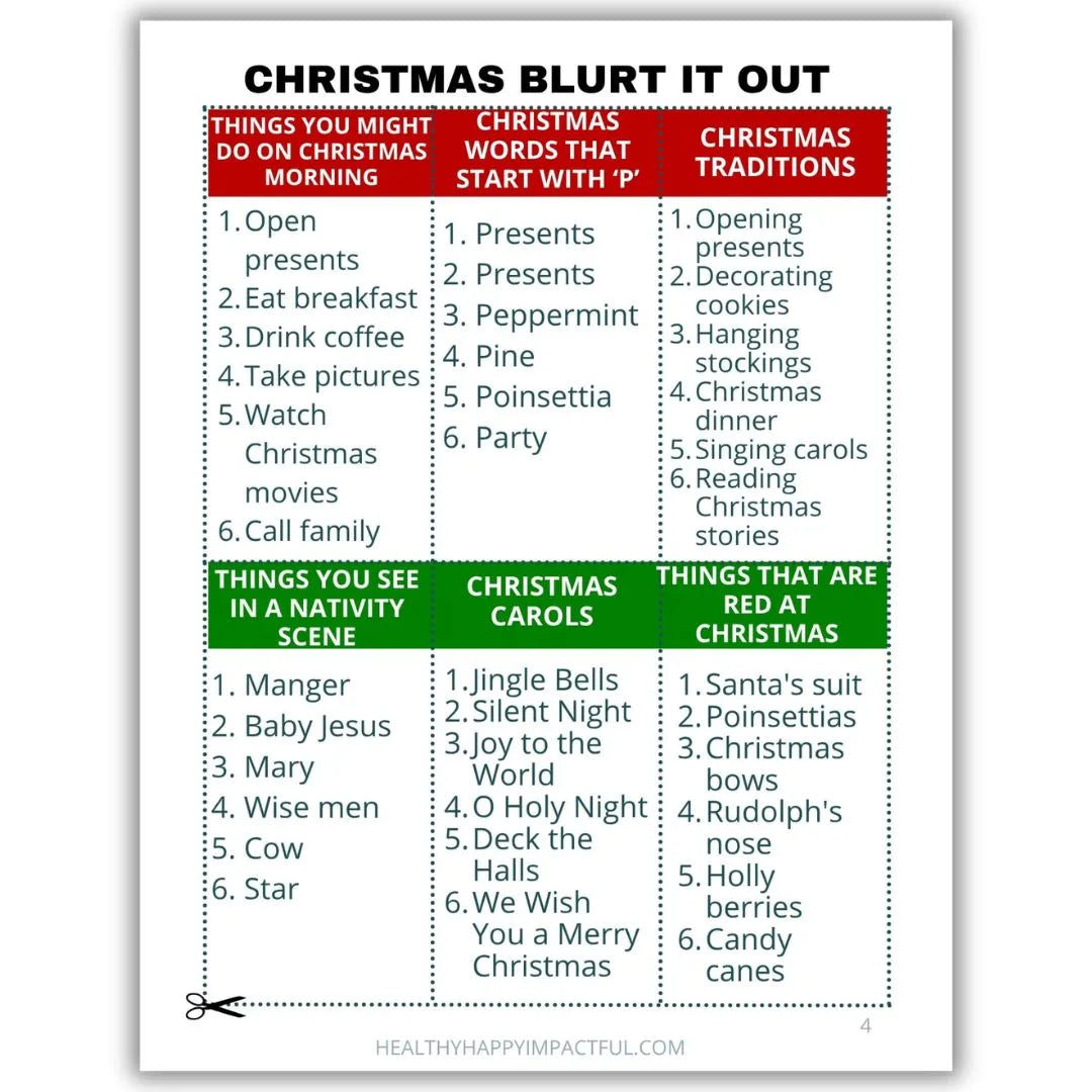 Christmas Blurt It Out- Be Loud & Win!
