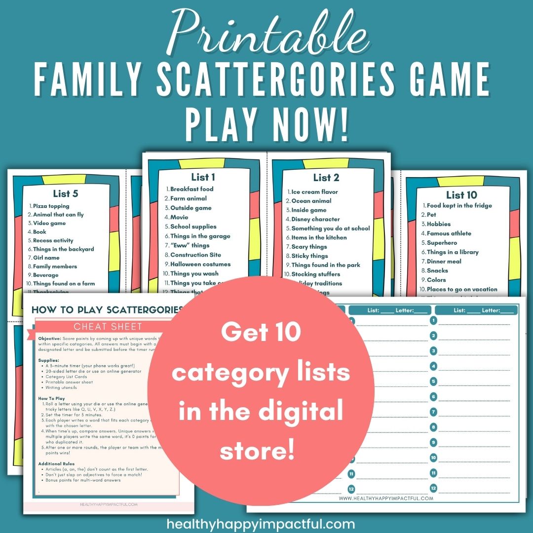 Fun Family Scattergories Game