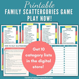 Fun Family Scattergories Game