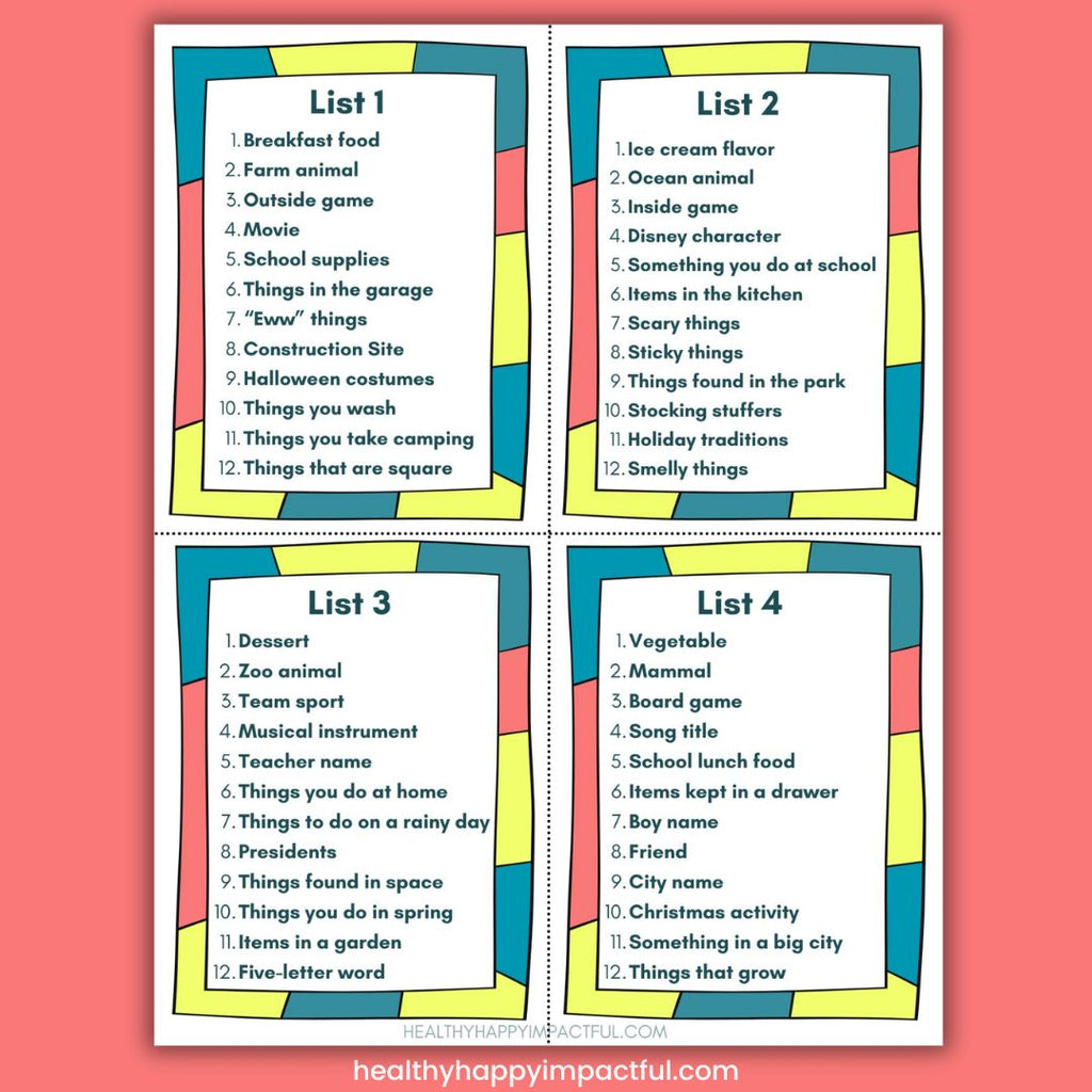 Fun Family Scattergories Game