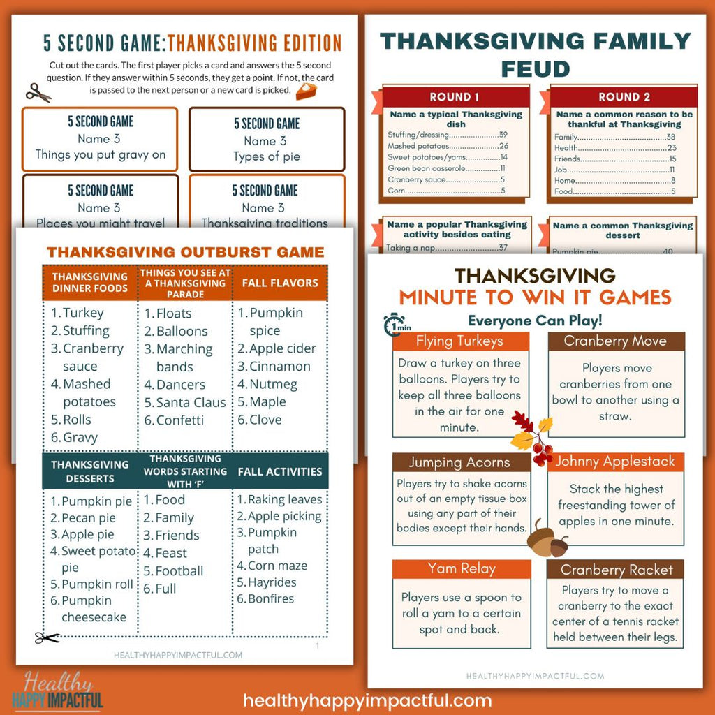Turkey Time Thanksgiving Games Pack