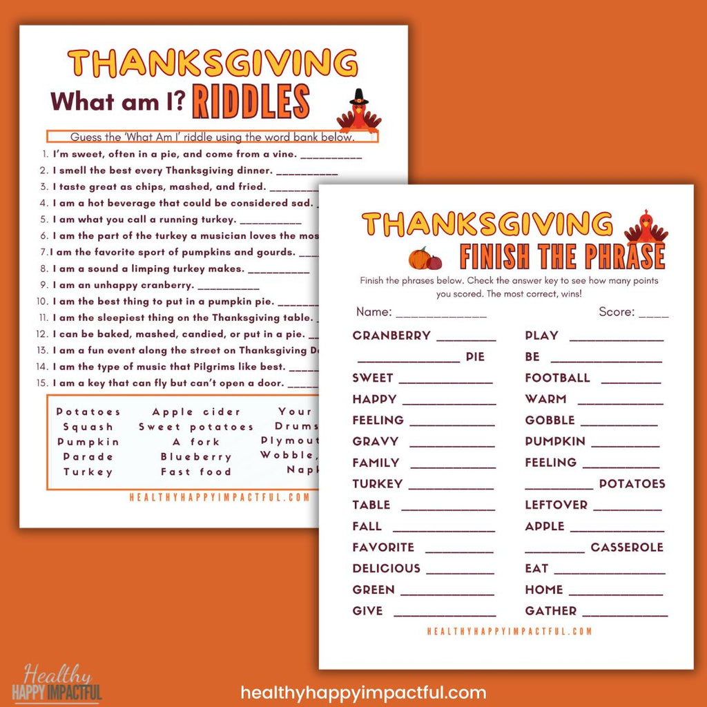 Turkey Time Thanksgiving Games Pack