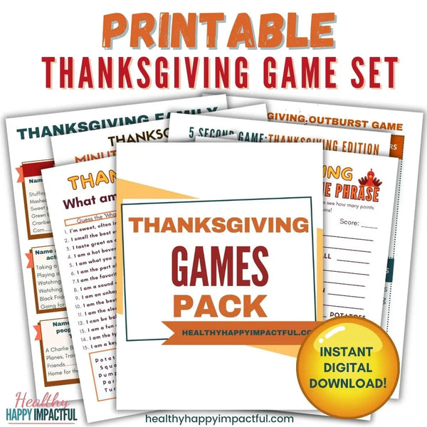 Turkey Time Thanksgiving Games Pack