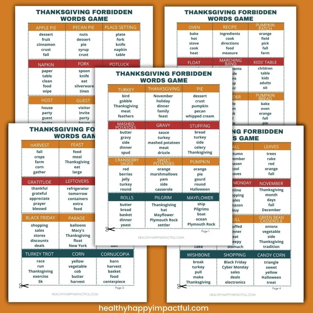 Thanksgiving Forbidden Words Game- Don't Say It!