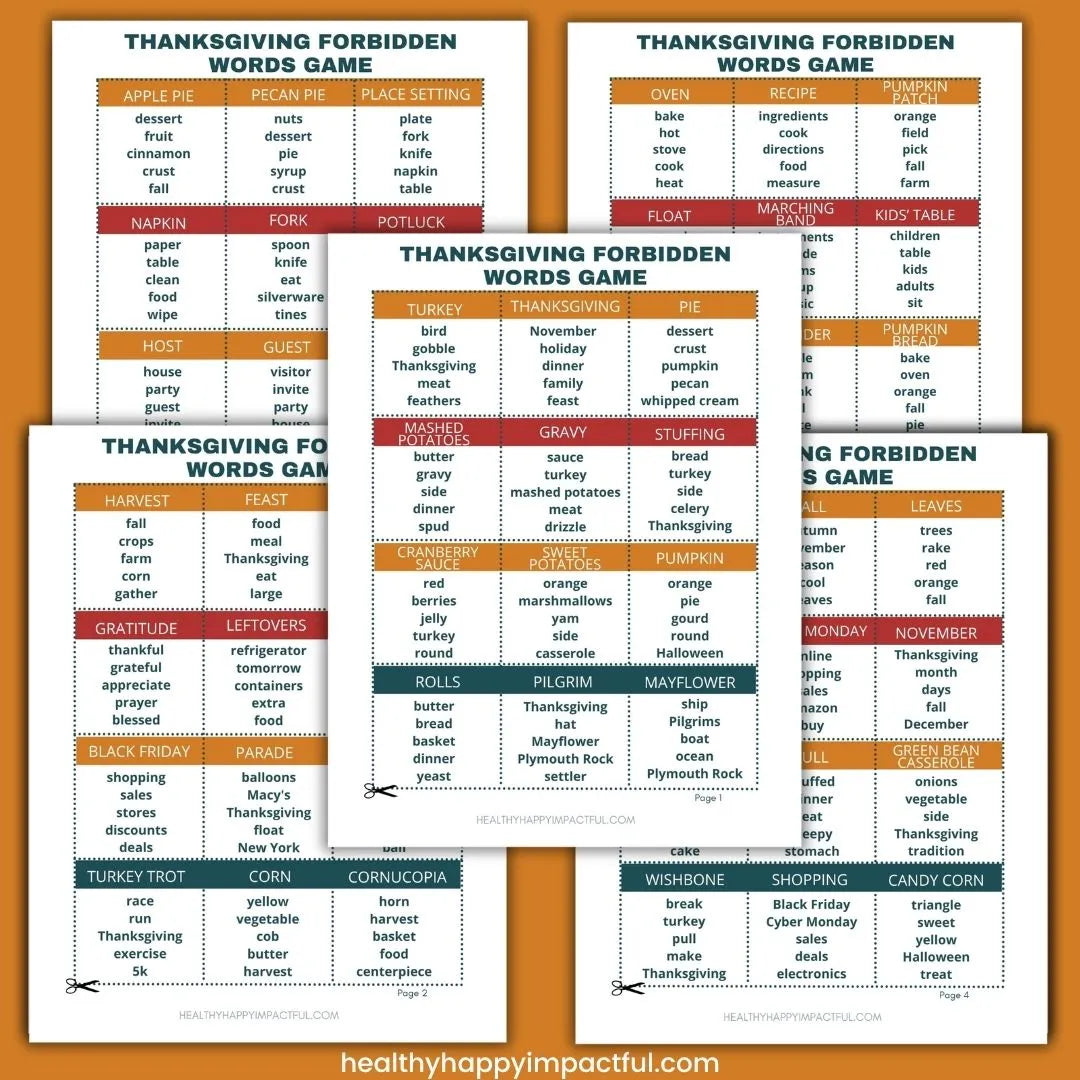 Thanksgiving Forbidden Words Game- Don't Say It!