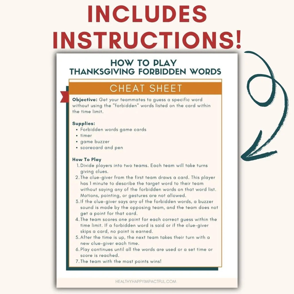 Thanksgiving Forbidden Words Game- Don't Say It!