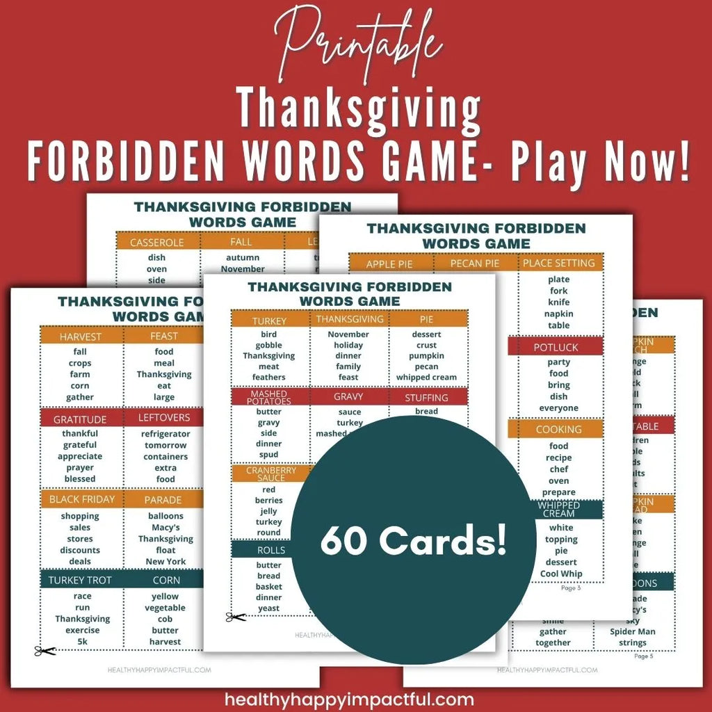 Thanksgiving Forbidden Words Game- Don't Say It!