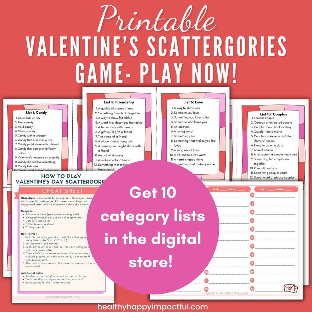 Valentine's Day Scattergories Game