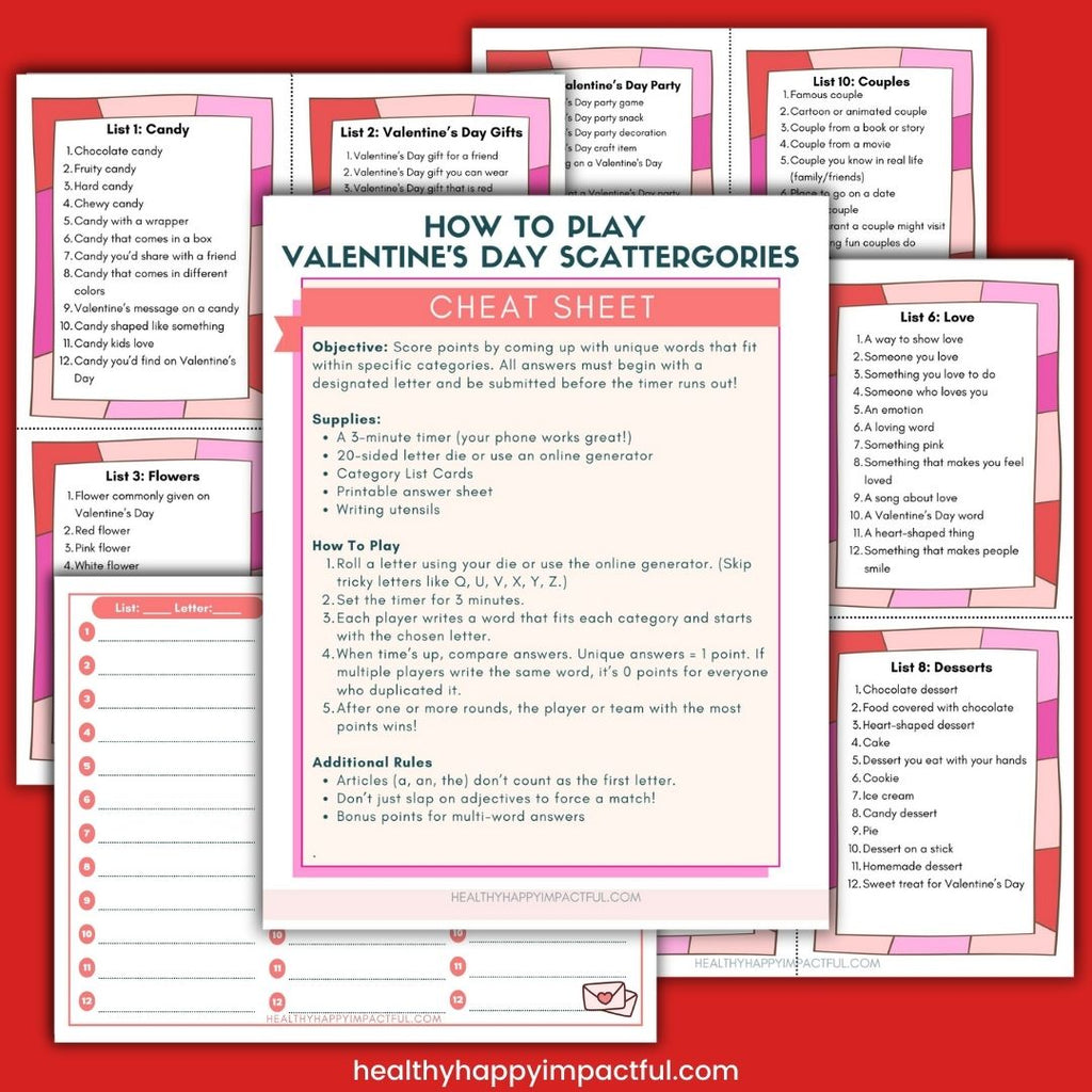 Valentine's Day Scattergories Game