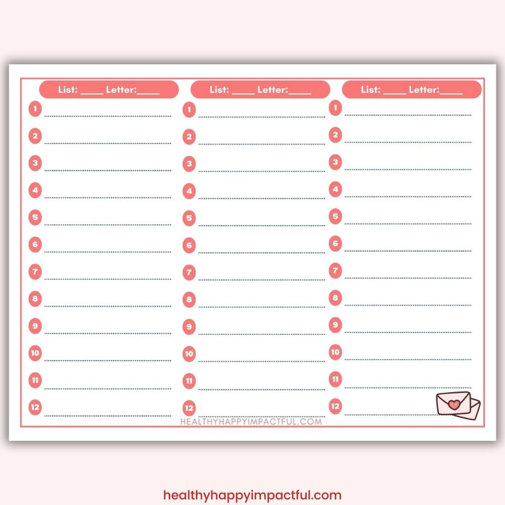 Valentine's Day Scattergories Game