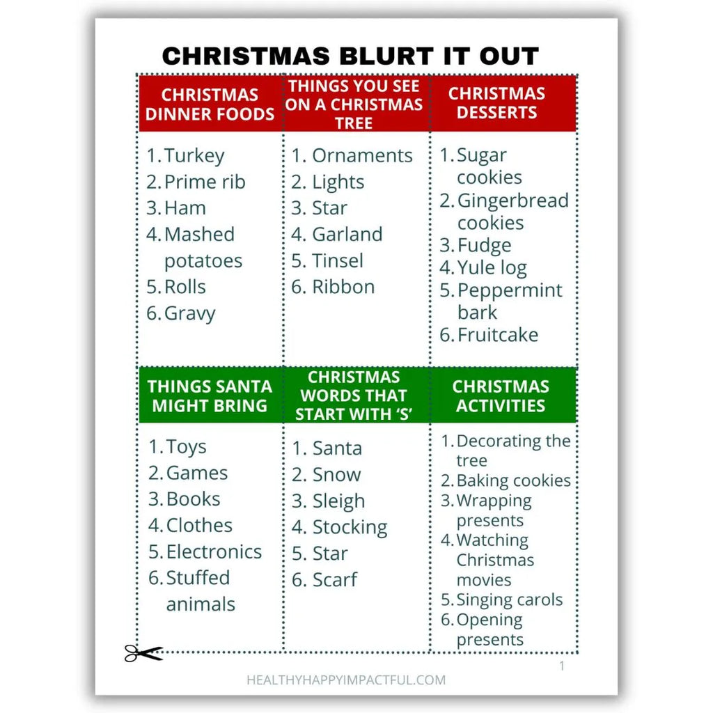 Christmas Blurt It Out- Be Loud & Win!