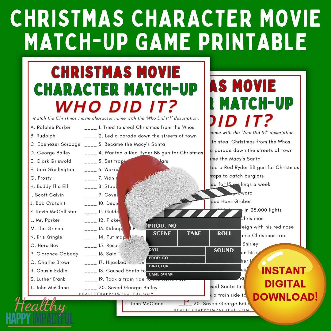Ultimate Christmas Movie Character Match-Up: Who Did It? Printable Game