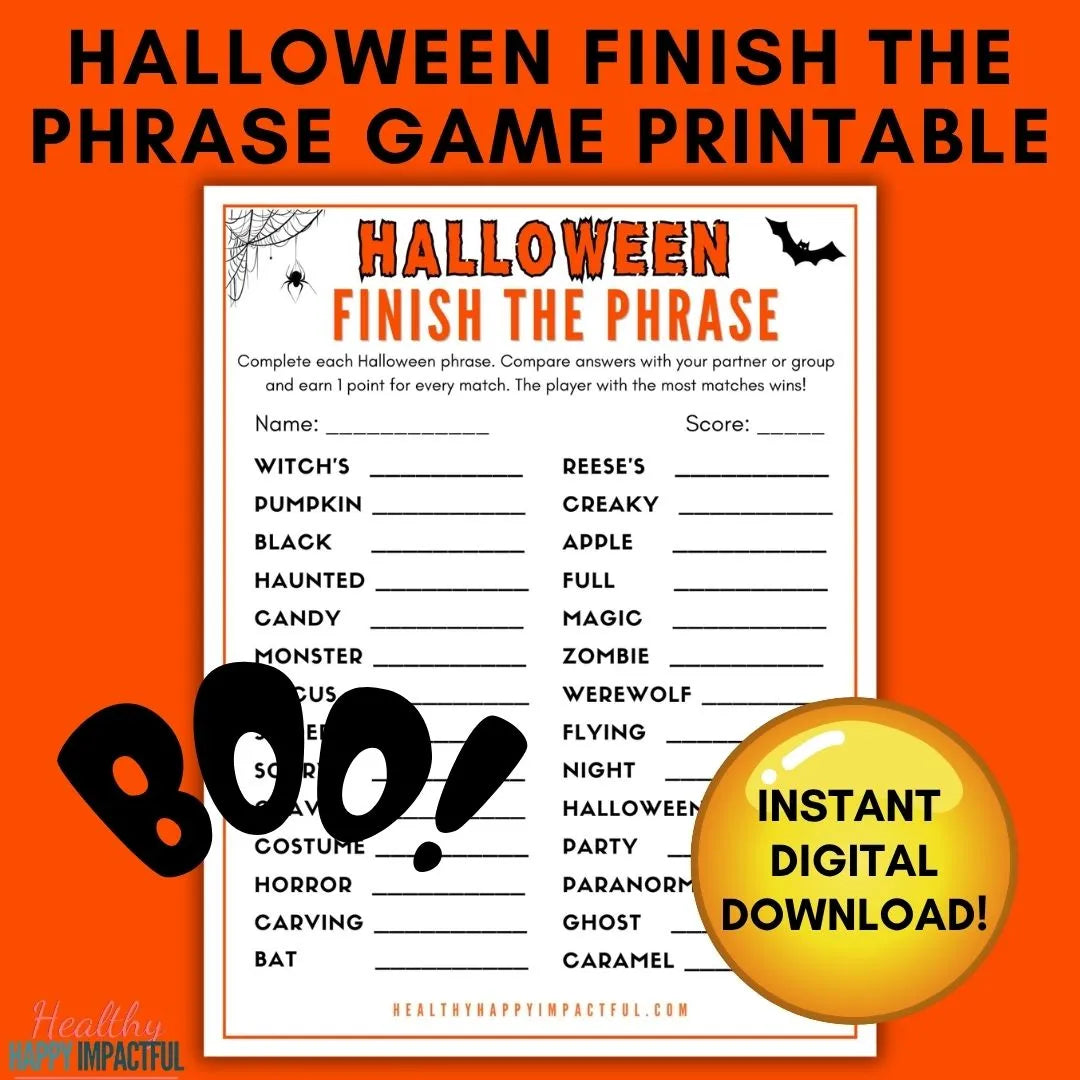 Halloween Finish The Phrase Game Printable
