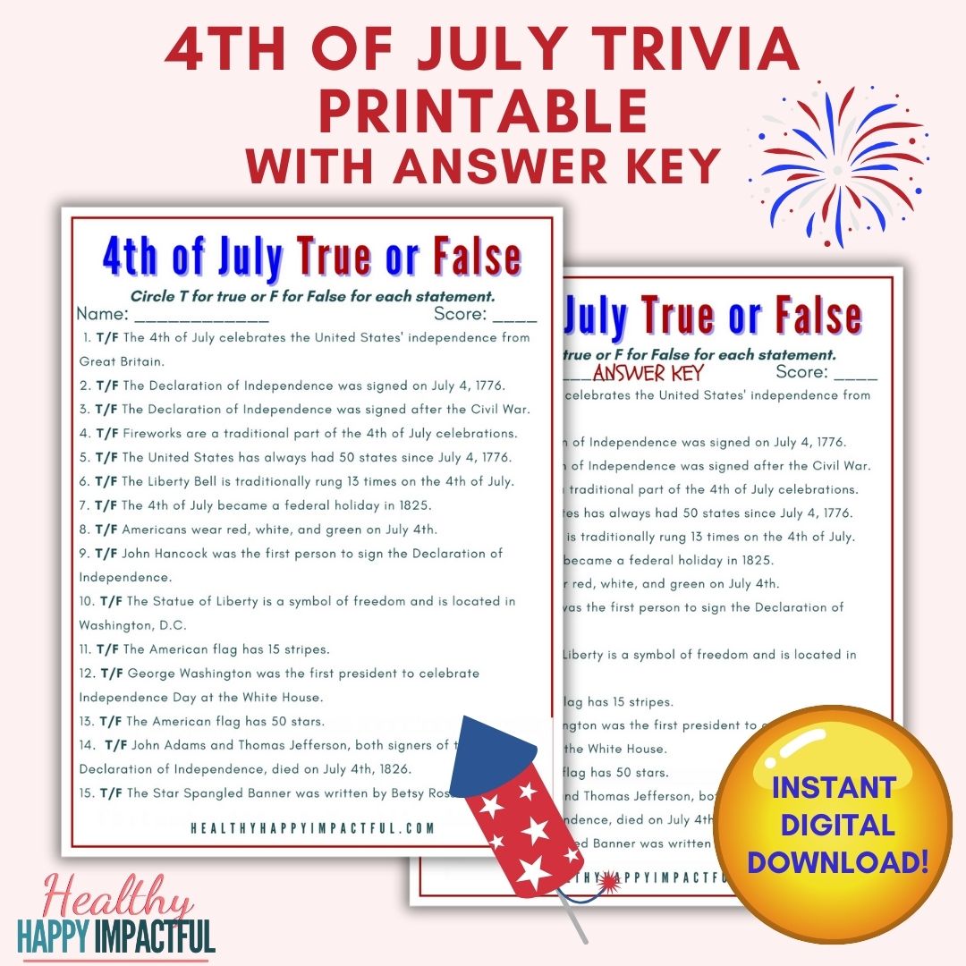 Patriotic 4th of July Trivia Printable