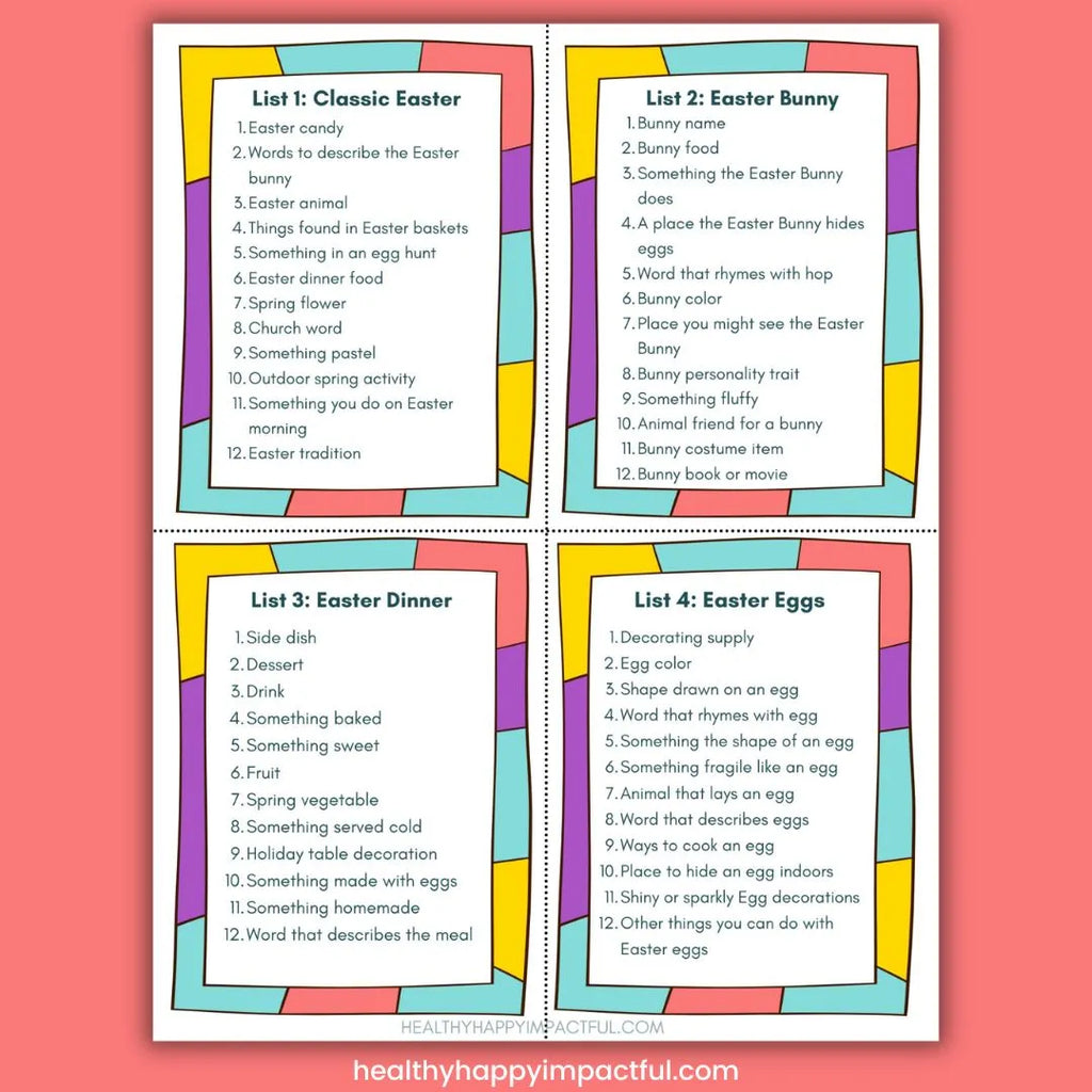 Easter Scattergories Game