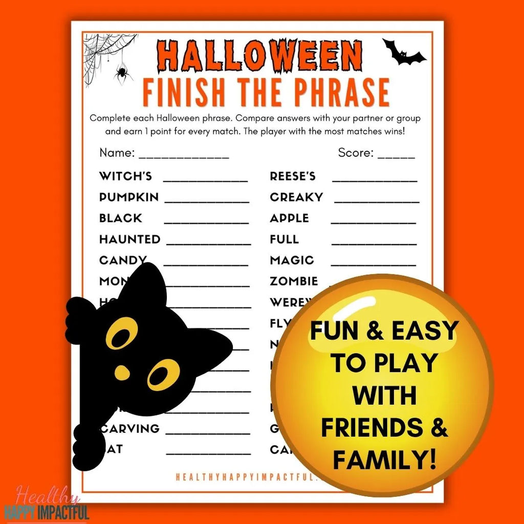 Halloween Finish The Phrase Game Printable