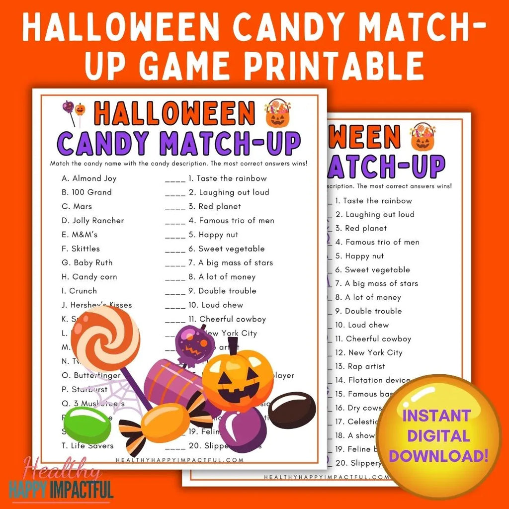 Halloween Candy Match-Up Printable Game