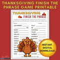 Thanksgiving Finish The Phrase Game Printable