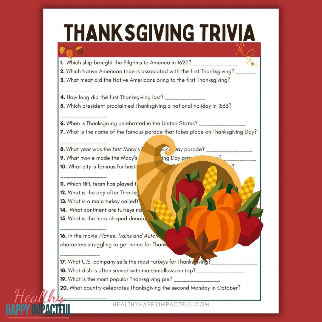Thanksgiving Trivia Printable - Who Knows This Holiday Best?