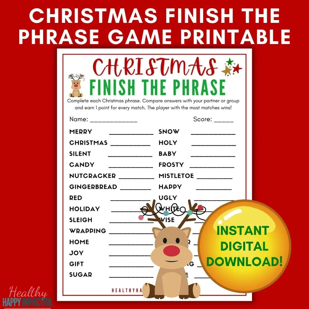 Christmas Finish The Phrase Game Printable