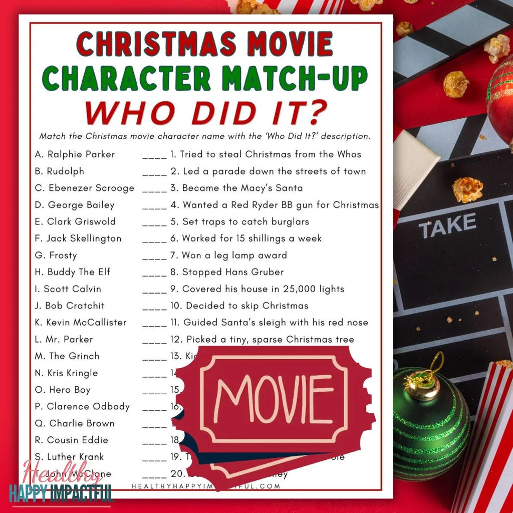 Ultimate Christmas Movie Character Match-Up: Who Did It? Printable Game