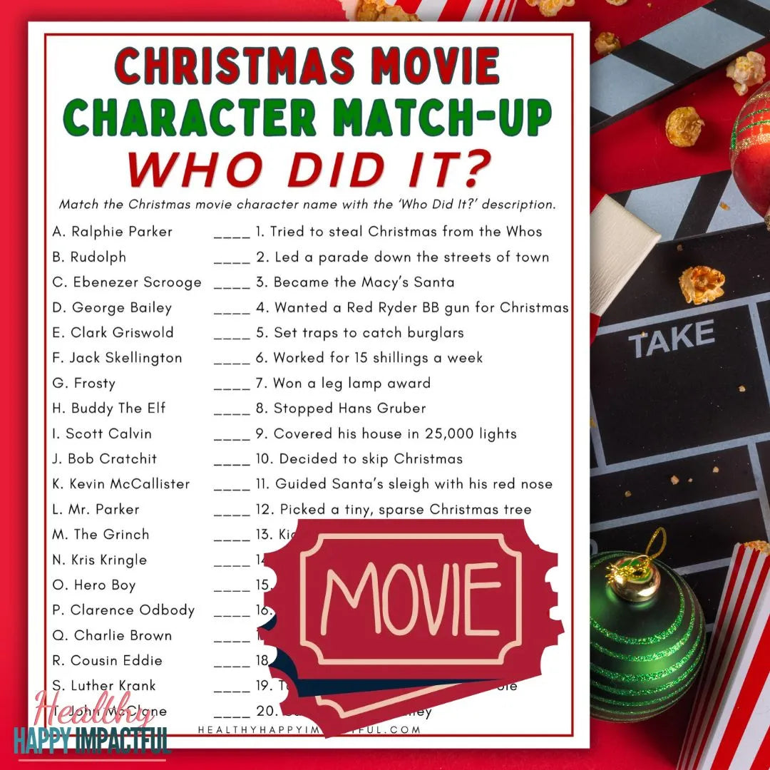 Ultimate Christmas Movie Character Match-Up: Who Did It? Printable Game