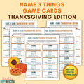 Thanksgiving Name 3 Things Game Cards - Big Laughs in Minutes
