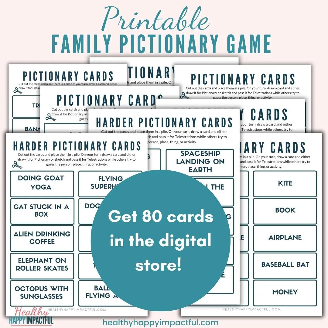 Family Pictionary Game Cards