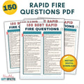 Rapid Fire Questions Printable
