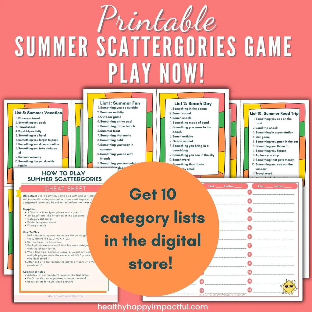 Summer Scattergories Game
