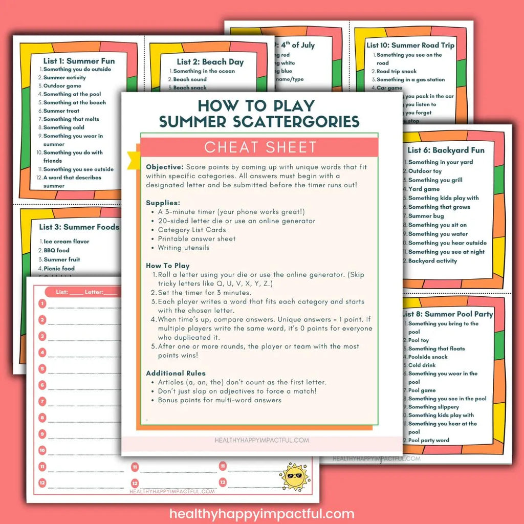 Summer Scattergories Game