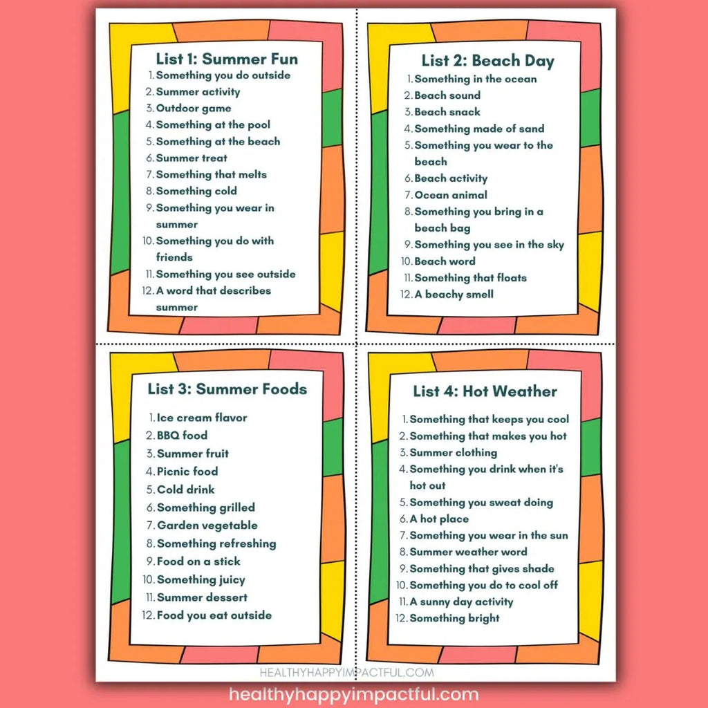Summer Scattergories Game